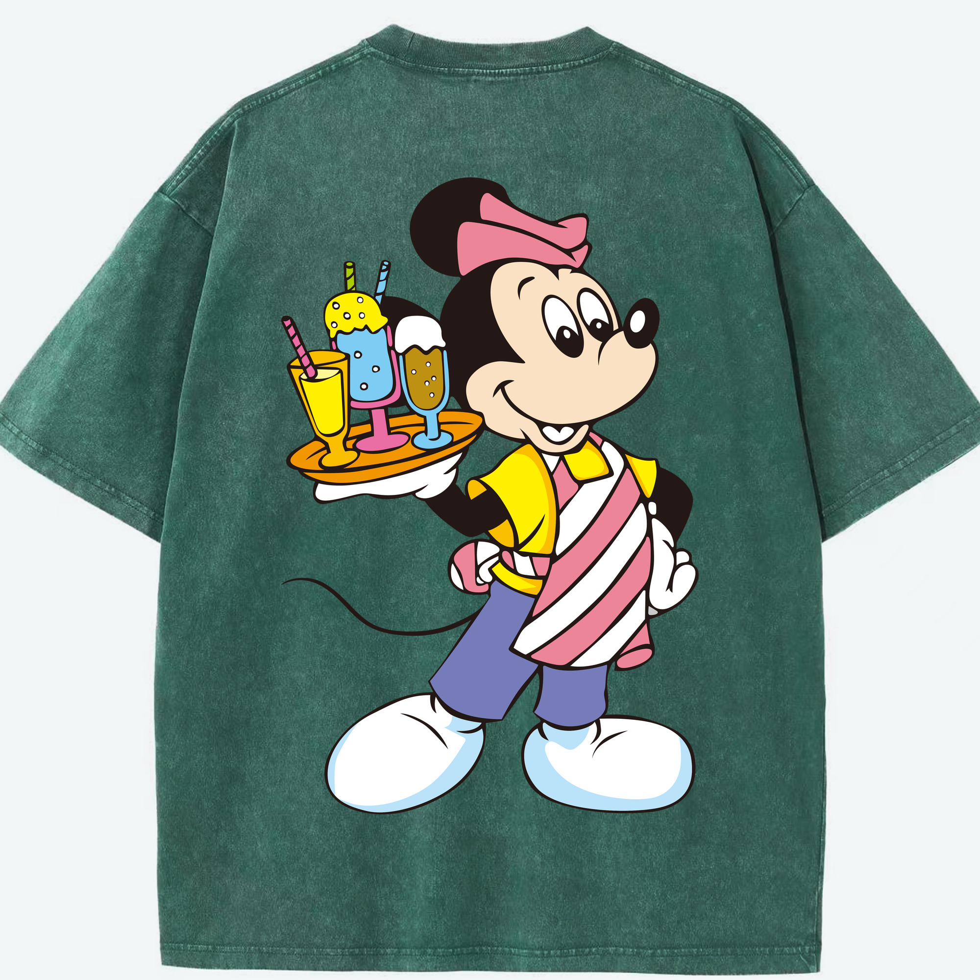（画像用） ミッキーマウス Mickey Mouse 綿100% ヴィンテージ風 半袖Tシャツ（背面プリント）